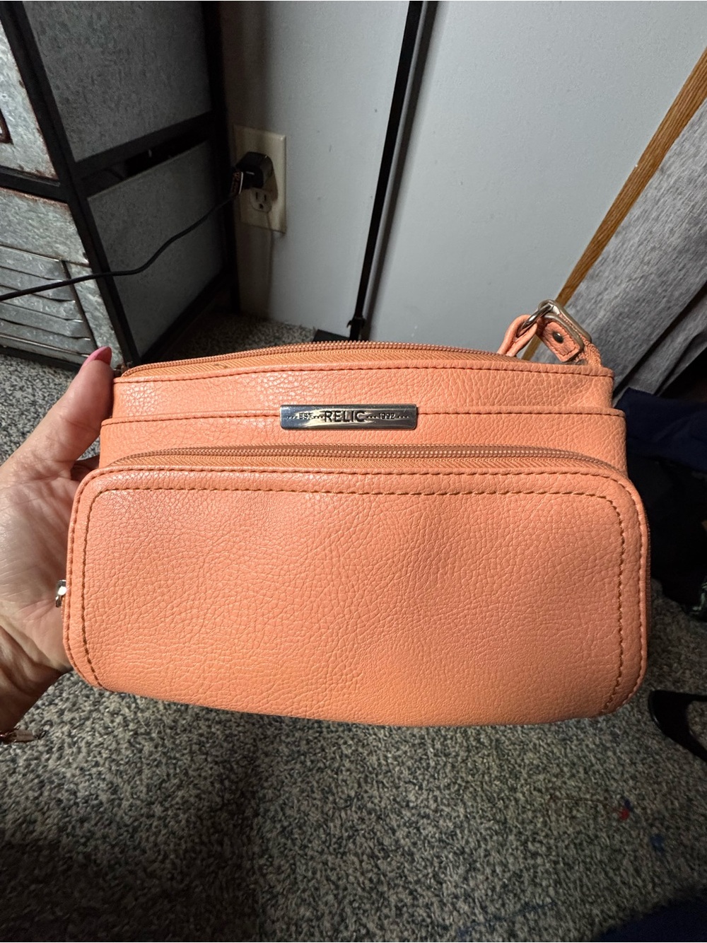 Relic Peach Faux-Leather Crossbody Bag